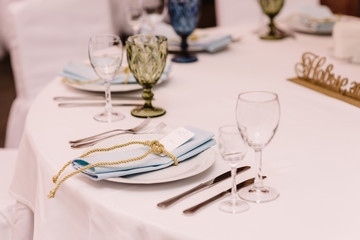 Beautiful cutlery on the wedding table