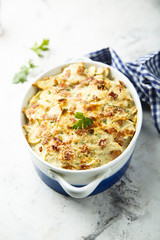 Homemade ham and cheese pasta bake