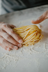 Chef making traditional italian homemade pasta