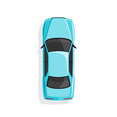 Blue cartoon car. Top view. Vector illustration