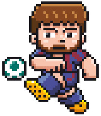 Vector illustration of Cartoon Soccer player - Pixel design