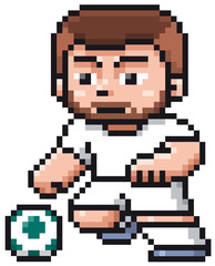 Fototapeta premium Vector illustration of Cartoon Soccer player - Pixel design