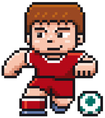 Vector illustration of Cartoon Soccer player - Pixel design
