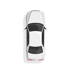 White cartoon car. Top view. Vector illustration