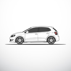 Side view of car. Car sketch. Vector illustration - obrazy, fototapety, plakaty