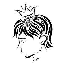 Young attractive prince in the crown, profile