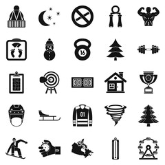 Winter sport icons set. Simple set of 25 winter sport vector icons for web isolated on white background