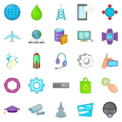 Technology icons set. Cartoon set of 25 technology vector icons for web isolated on white background