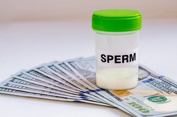 Health. Sample sperm. Donor Sperm Close up Concept Bank Sperm Earn Money Jar Container With Semen Analyze the Motility Spermatozoa. Infertility.