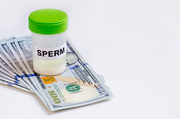 Health. Sample sperm. Donor Sperm Close up Concept Bank Sperm Earn Money Jar Container With Semen Analyze the Motility Spermatozoa. Infertility.