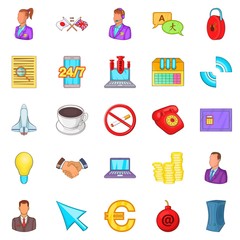 Work flow icons set. Cartoon set of 25 work flow vector icons for web isolated on white background