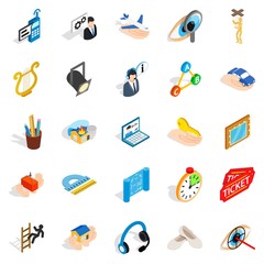 Office icons set. Isometric set of 25 office vector icons for web isolated on white background