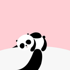Vector Illustration: A cute cartoon little panda is lying on the belly of his father / mother, his father / mother is holding him in his / her arms, for Happy International Children`s Day © lujunxu