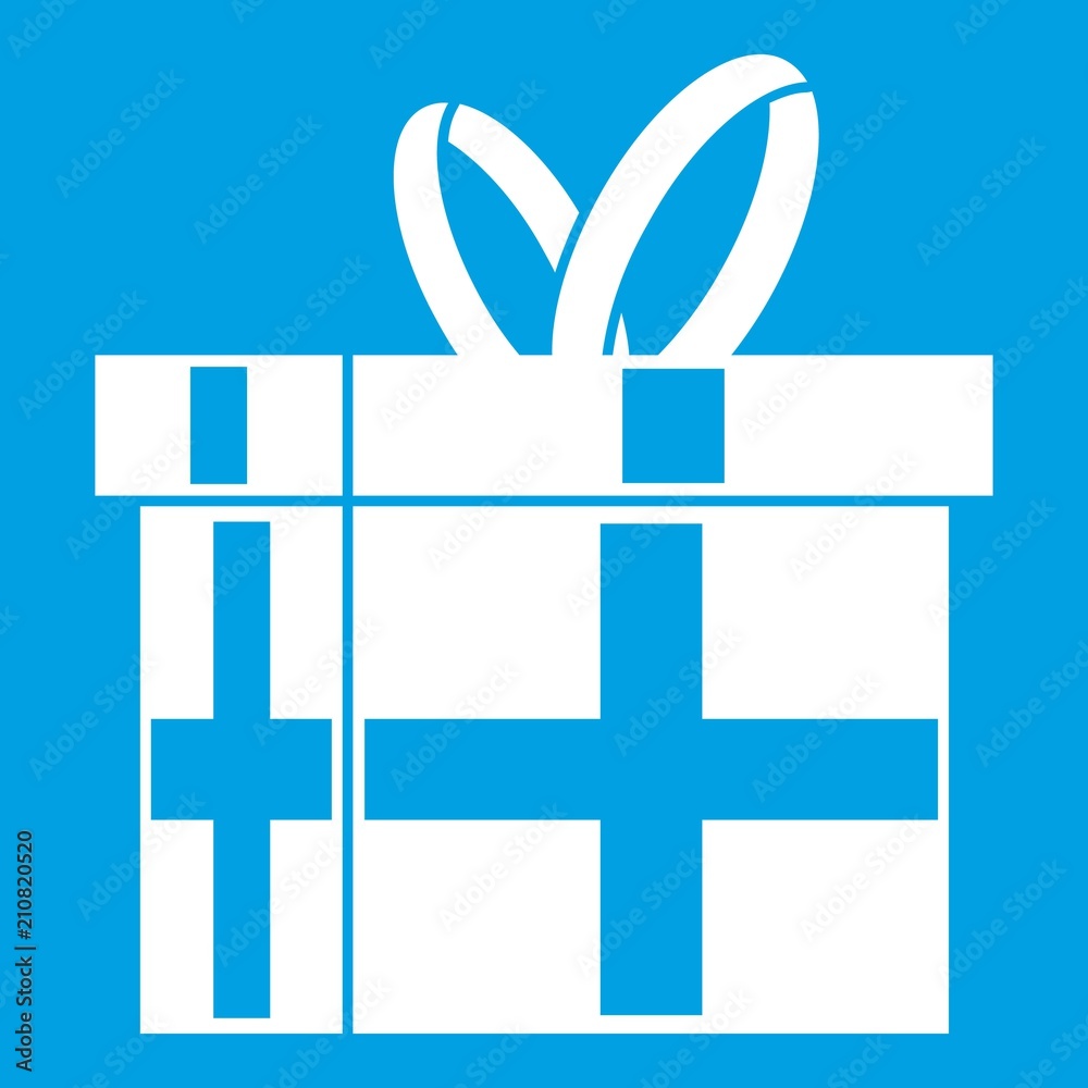 Wall mural Gift in a box icon white isolated on blue background vector illustration - Wall murals