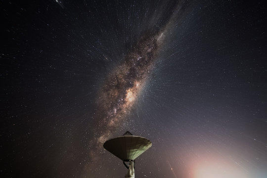 Milky Way Over Radio Telescope