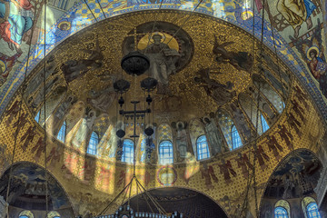 Jesus Christ and Apostles in interior of The Naval Orthodox Cathedral of Saint Nicholas