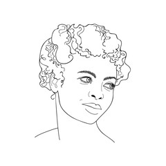 African girl linear graphic portrait