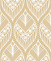 Seamless lace pattern made of abstarct ethnic ornamental leaves