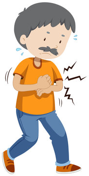 man orange shirt stomach pain clip art preview
