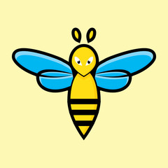 bee icon illustration. cartoon character on a sticker