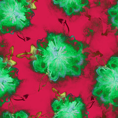 Floral Watercolor Pattern. Summer Vintage Flower Print. Modern Dress Design. Bud Repeating Wallpaper Design. Meadow Flowers Illustration. Spring Illustration for Textile. Exotic Flower. Hibiscus.