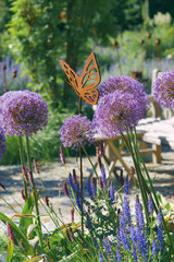 Iron decoration on a flower bed