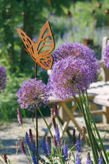 Iron decoration on a flower bed