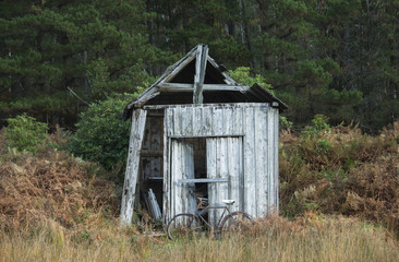 Old bike at derelict shed