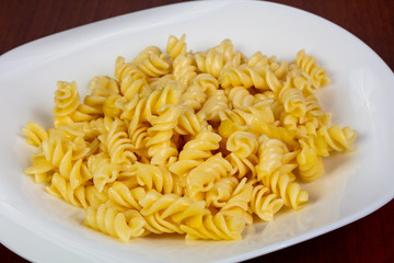 Fussili pasta with oil