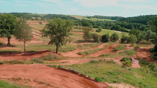 Overview over Motocross race track parcour with some bikes