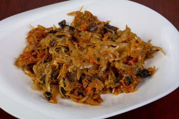 Cabbage with mushrooms