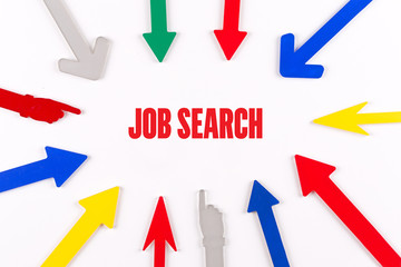 Colorful Arrows Showing to Center with a word JOB SEARCH