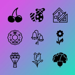 Vector icon set about flowers with 9 icons related to template, spring, vector, card, sour, illustration, fresh, business, composition and xmas