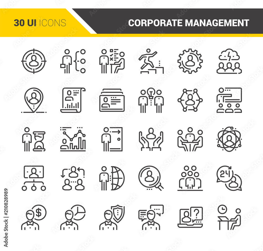 Wall mural corporate management icons