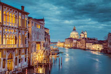 Fototapeta na wymiar Canal Grande at twilight, Venice, Italy