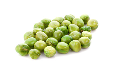 Pile of green wet pea isolated on white background