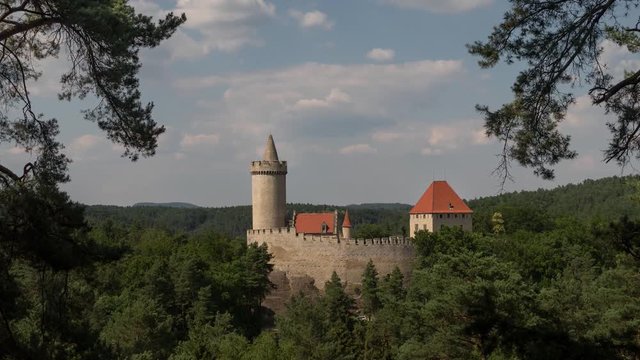 Timelapse of clouds passing over Castle Kokorin, Czech Republic