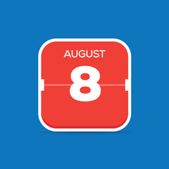 August 8 Calendar Flat Icon