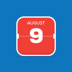 August 9 Calendar Flat Icon