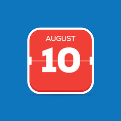 August 10 Calendar Flat Icon