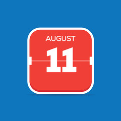 Fototapeta premium August 11 Calendar Flat Icon