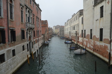 venice italy canal fog water morning