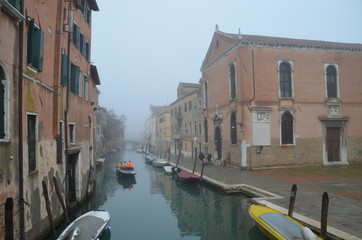 venice italy canal fog water morning