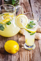 close up of glass of homemade lemonade