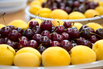 Peaches and cherries, fruit close-up