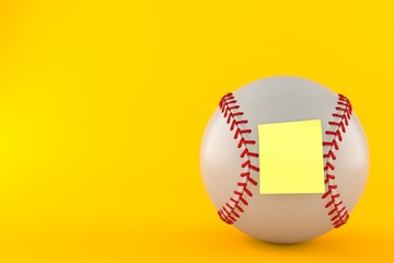 Baseball ball with blank yellow sticker