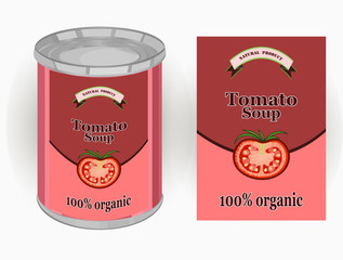 Vector illustration of a tomato soup canned in a tin can