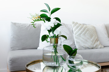 Bouquet of flowers on a table in a bright room