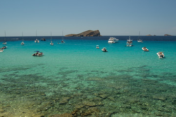 Beautiful Cala Comte Beach, Sant Antoni de Portmany, Ibiza, Balearic Islands, Spain