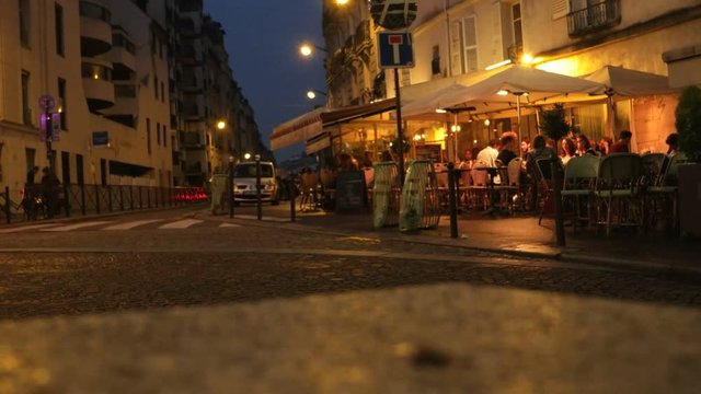 Evening lights in the streets of the Latin Quarter